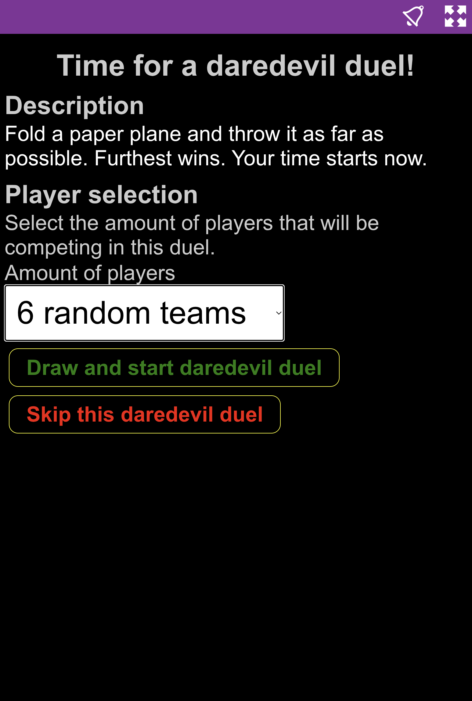 Team selection for Activity round