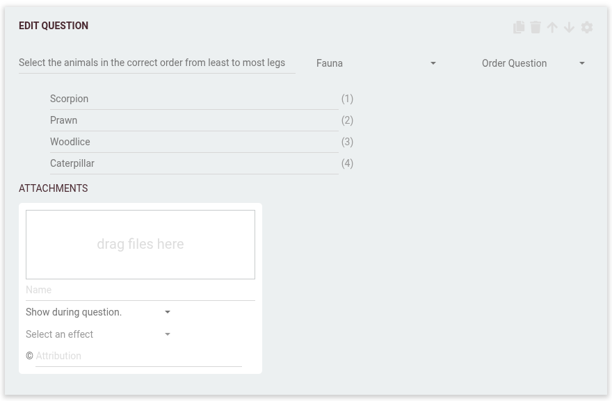 Example: Order question about animals