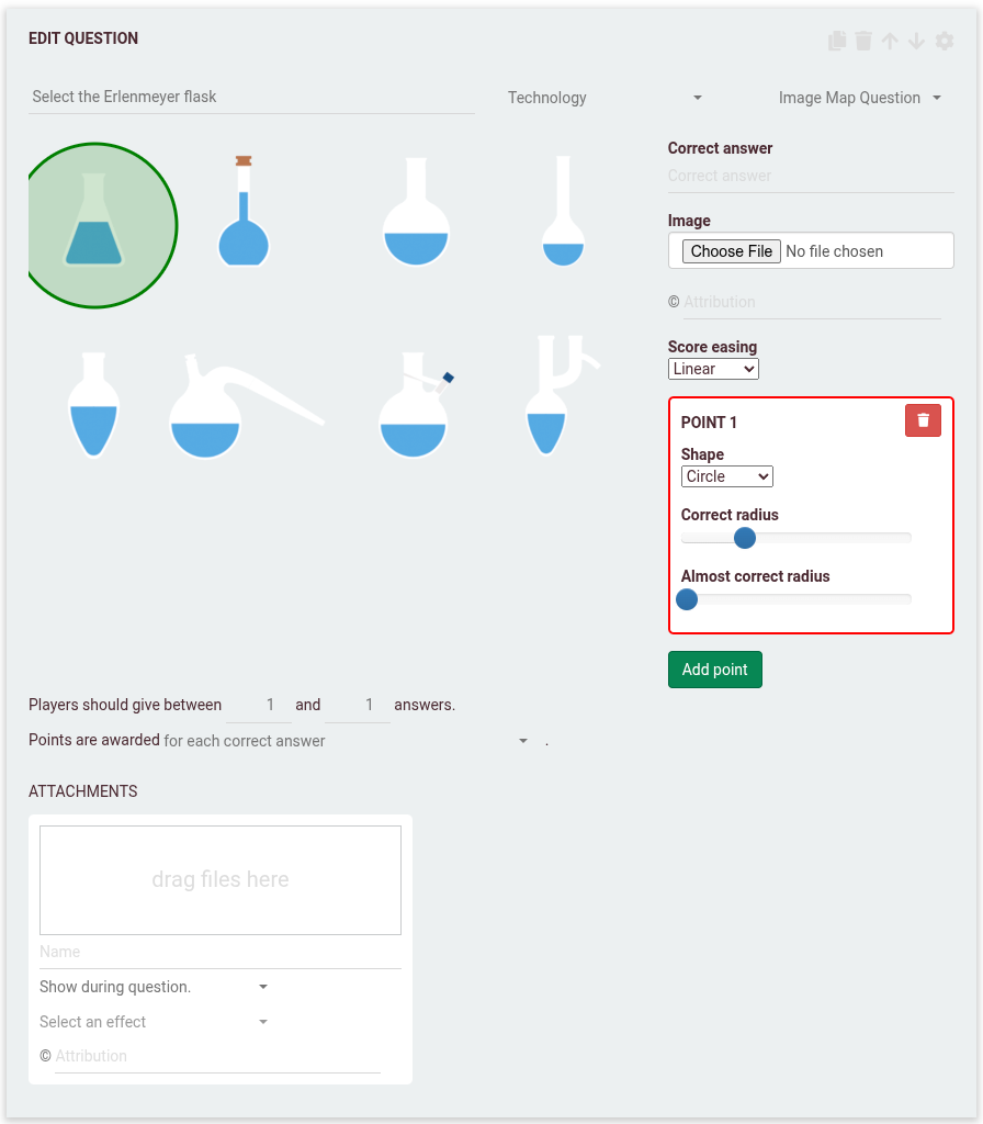 Ejemplo: pregunta de mapa de imagen con matraces