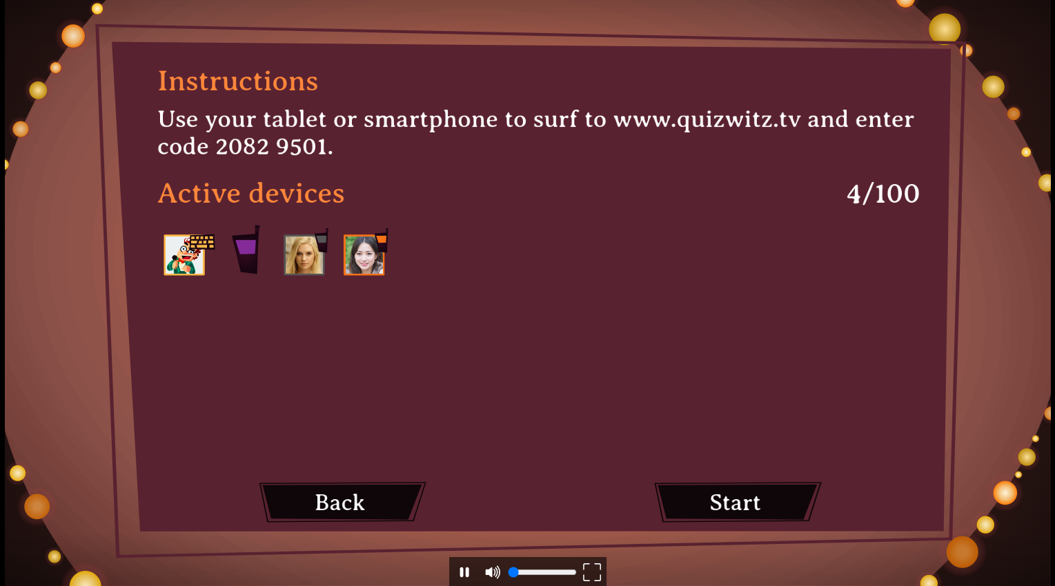 QuizWitz कनेक्ट स्क्रीन