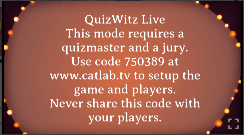 QuizWitz PRO kapcsolódási képernyő