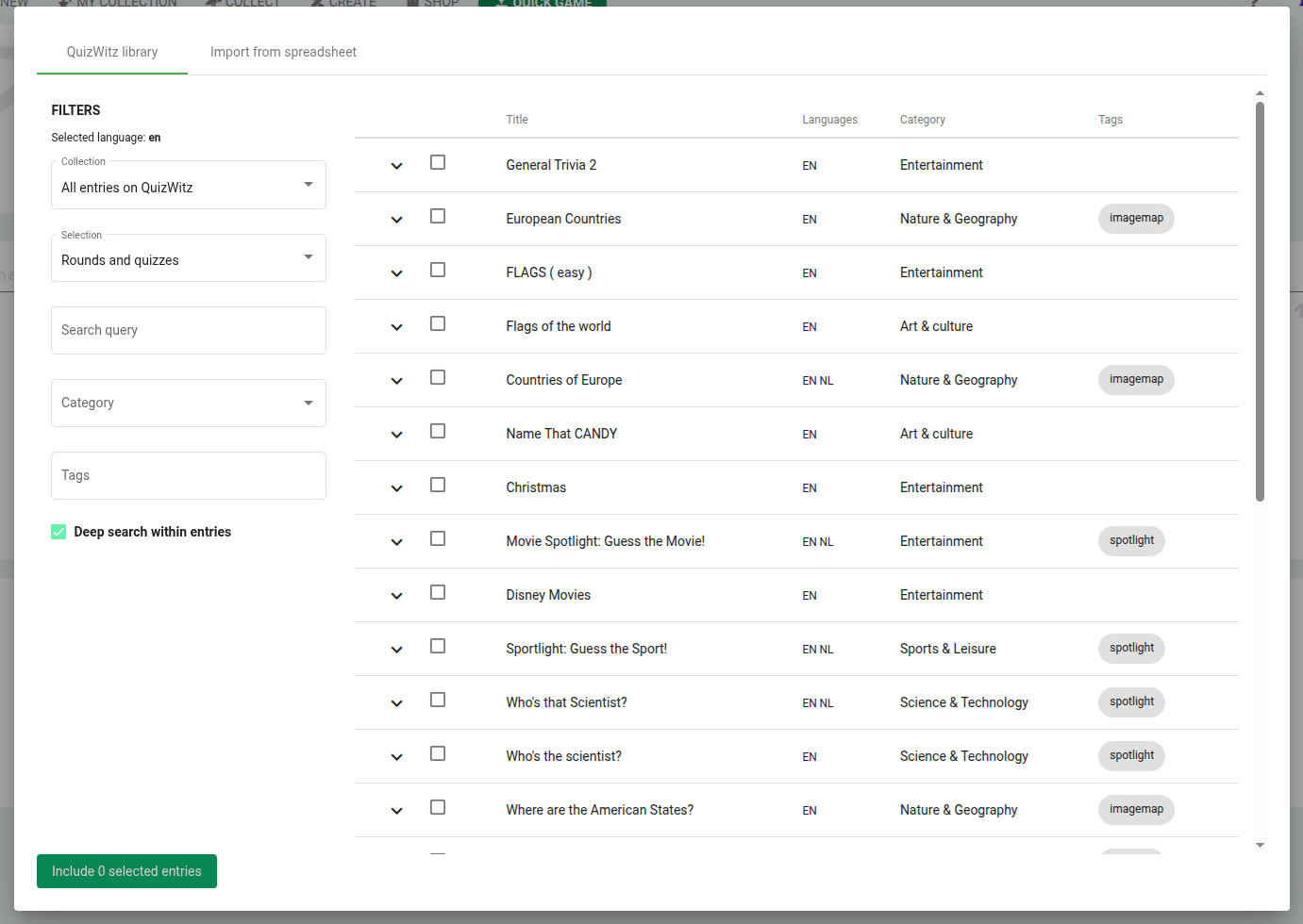 QuizWitz Bibliotheek