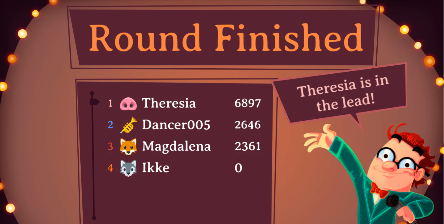 QuizWitz - encerramento da rodada na tela grande